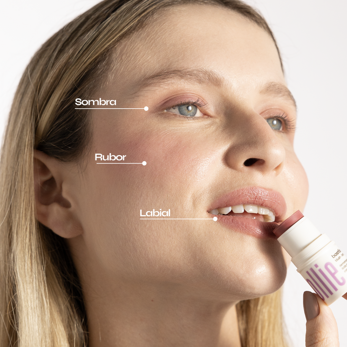 Ollie Barra 3 en 1 Rubor, Labial y Sombra FPS 95 maquillaje multifuncional sobre la piel